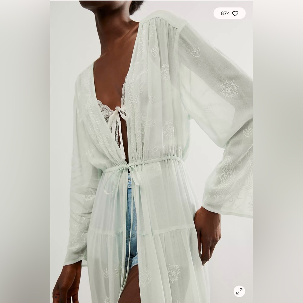 NWT Free People x La Cienega Embroidered Duster - Picture 2 of 3